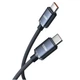 Кабель USB Type C до USB C потужністю 120 Вт та струмом 6 А в тканинному оплетенні для швидкого заряджання, чорний (87234956) - зображення 1
