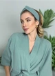 Подарочный набор Oliva от COSY Халат кимоно муслин + Повязка для волос + Скраб для тела S оливковый в коробке (M11+H1+SBP01+K4COSY) - изображение 3