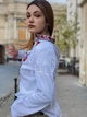Стильна офісна вишиванка квіткова "Джулія" класична блуза з українською вишивкою 11944-44 (M) - зображення 5