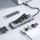Док-станция ESSAGER (8 в 1) для твердотельных накопителей M.2 NVMe и SATA, USB-адаптер M.2, USB 3.2 (2-го поколения, 10 Гбит/с), HDMI 4K@30 Гц, SD3.0 и TF, USB-C, USB-A, PCIe M, поддержка Thunderbolt3, серебристый - изображение 1