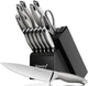 Набір ножів Emojoy KC-KS30 FROST SERIES German Stainless Gray у дерев'яній колоді із вбудованою точилкою 15 предметів - зображення 1