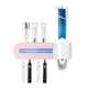 Настінний диспенсер для пасти та щіток зі стерилізатором Toothbrush sterilizer holder LY-575 рожевий - зображення 2