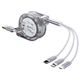 Кабель для зарядки рулетка 3 в 1 MicroUSB Type-C Lightning Android iPhone 1м Silver - зображення 1
