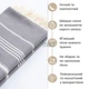 Большое пляжное полотенце Peshtemal Grey 100х180 см пештемаль для басейна пляжа хамама серое - изображение 5