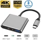 USB Type-C перехідник Хаб концентратор 3 в 1 на HDMI + USB 3.0 + Type-C (PD) OTG 4K, Сірий (486760) - зображення 1