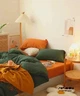 Комплект постельного белья "Однотонная Изумруд+ Терракот, поплин Lux" Турция Евро - изображение 1