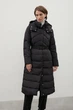 Длинная зимняя куртка с поясом Finn Flare FWC11007-200 Down fill черная L - изображение 1