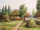 Картина маслом 30х40см Деревенский уют пейзаж хата подсолнухи мальви деревья дорога на холсте ручная работа художника Alleya-kartin - изображение 1