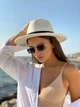 Шляпа унисекс Федора с устойчивыми полями и лентой белая - изображение 4