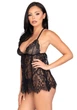 Рубашка бебі-дол Leg Avenue Floral lace babydoll & string Black L, стрінги - зображення 6