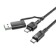 Кабель Hoco Combo 2 in 1 USB / Type-C to Type-C Moulder fast charging data cable U106 |1.2m, 5A/100W| black - зображення 5