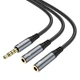 Кабель HOCO 2-in-1 3.5 headset audio adapter Cable UPA21 (male to 2female) |0.25M| Колір Black - изображение 6