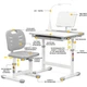 Комплект парта и стул Evo-kids Evo-17 Ergo (стол+стул+полка+лампа) Grey, Evo-17 G Ergo - изображение 3