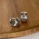 Серьги серебристые маленькие кольца современный дизайн стильные silver italy 1152 - изображение 3