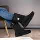Дутики женские KL-Shoes с мехом высокие 41 27 см черные (АБ 8) - изображение 4