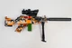 Детский игрушечный пулемет на орбизах Орбиган M249 Серо-оранжевый стреляет гидрогелевыми пулями Гель бластер аккумуляторный + 500 орбизов - изображение 1