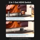 Свитч разветвитель Vention HDMI 2.1 8K 60Hz 3D HDCP HDR Dolby 7.1 переключатель двунаправлений 2 in 1 out Grey (AKPH0) - изображение 9