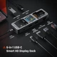Док-станція DOCKCASE Explorer Edition Smart USB-C Hub 6-in-1, Gigabit Ethernet, HDMI 4k@60hz, PD 3.0 100w, USB-C & 2 USB-A 5Gbps, багатопортовий адаптер USB C для MacBook Pro/Air, Dell XPS. Колір: Чорний - зображення 2