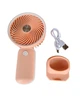 Вентилятор ручной Mini Fan HX09-1 аккумуляторный с подставкой для телефона Персиковый с белым - изображение 3