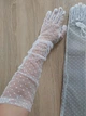 Довгі фатинові рукавички в горох весільні Honey Fashion Accessories S/M/L білий (7-35/1) - зображення 4