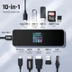 Док-станция DOCKCASE Visual Smart 10-in-1 USB-C Hub, 1 Gigabit Ethernet, HDMI 4K144Hz, PD 3.0 100w, USB-C&2 USB-A 10Gbps, многопортовый адаптер USB C для MacBook Pro/Air, Dell XPS.Цвет: Серый - изображение 2