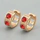 Сережки Дуо з кристалами Swarovski 45581 розмір 15х7 мм колір червоний вага 5.2 г позолота 18К - зображення 1
