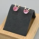 Сережки гвоздики Олень з кристалами Swarovski 45571 розмір 14х12 мм колір рожевий вага 2.9 г позолота 18К - зображення 3