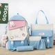 Рюкзак 5 в 1 школьный для девочки Fashion/Rabbit (набор: рюкзак, шоппер, пенал, сумочка, кошелек), бирюзовый - изображение 2