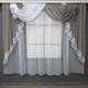 Кухонний ламбрекен VR-Textil № 093к з тюлю сірий з білим 200х170 см (50-980) - зображення 1