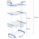 Многоярусная складная напольная сушилка для белья и одежды Garment Rack With 76,5 х 66,5 х 173 Белая-Синя - изображение 4