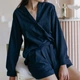 Пижама женская с шортами и рубашкой Leglo Navy S - изображение 4