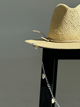 Шляпа Федора женская D.Hats из рафия с цепью серебро с ракушками светло бежевая - изображение 2
