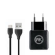 Мережевий зарядний пристрій WK WP-U11m Blanc 2.1A 2USB плюс кабель microUSB 220V EU чорний - изображение 7