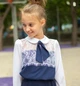 Блузка Свит блуз мод. 8001 шифон, синяя с белым и кружевом р.134 (1014328571) - изображение 1