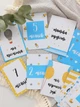 "Baby cards" карточки для фото малыша на УКРАИНСКОМ, желто-голубые набор двухсторонних открыток 12 шт - изображение 1