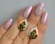 Серебряные серьги Silverstyle с золотыми накладками 144с, цвет камня - олива - изображение 1