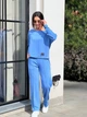 Жіночий костюм зі спущеним плечем (світшот + штани) Uaclothes 46-48 Блакитний (like26295-64981350) - изображение 3