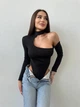 Жіночий боді з довгим руковом та асиметричним вирізом Uaclothes 44-46 Чорний (like26949-71521357) - изображение 2