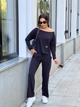 Жіночий костюм зі спущеним плечем (світшот + штани) Uaclothes 46-48 Чорний (like26298-65011350) - изображение 2