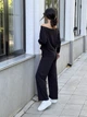 Жіночий костюм зі спущеним плечем (світшот + штани) Uaclothes 46-48 Чорний (like26298-65011350) - изображение 4
