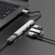 USB hub хаб HOCO HB26 на 4 порта USB 3.0*1+USB 2.0*3 Type-C to USB серый до 1Tb - изображение 3