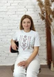 Футболка вишиванка біла вишита червоно-чорним хрестиком S 01400 -S - зображення 1