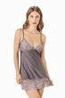 Нічна сорочка жіноча з мікрофібри та мережива Felisiya Lingerie Сталевий 138-1420 S (2000002459019) - зображення 3