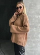 Свитер в рубчик с воротником на замке, бежевый, One size - изображение 4