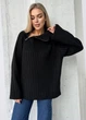 Свитер в рубчик с воротником на замке, черный, One size - изображение 1
