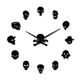 Настенные бескаркасные 3D часы Diy Skull большие с зеркальным эффектом самоклеящиеся 60-130 см Черный - изображение 1