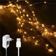 Светодиодная гирлянда Конский хвост, 2м, 300 LED, 15 нитей, от USB и сети 220В, статический режим, Теплый белый - изображение 1