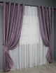 Комплект штор на люверсах VR-Textil Лен мрамор Pavliani № 1171ш 150х250 см 2 шт Фиолетовый (37-0029) - изображение 3