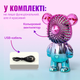 Детский usb мини вентилятор в форме медведя на аккумуляторе безшумный милый мультяшный ручной портативный вентилятор игрушка 2в1 удобный домашний офис маленький вентилятор (Розовый) - изображение 5