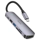 Перехідник HOCO HB28 Multi-function 6in1 (Type-C to HDTV+USB3.0+USB2.0+SD+TF+PD) (Metal gray) (166522) - зображення 2